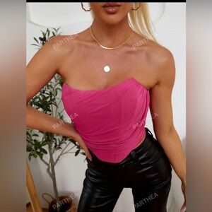 PARTHEA Zip Back Mesh Tube Top Small